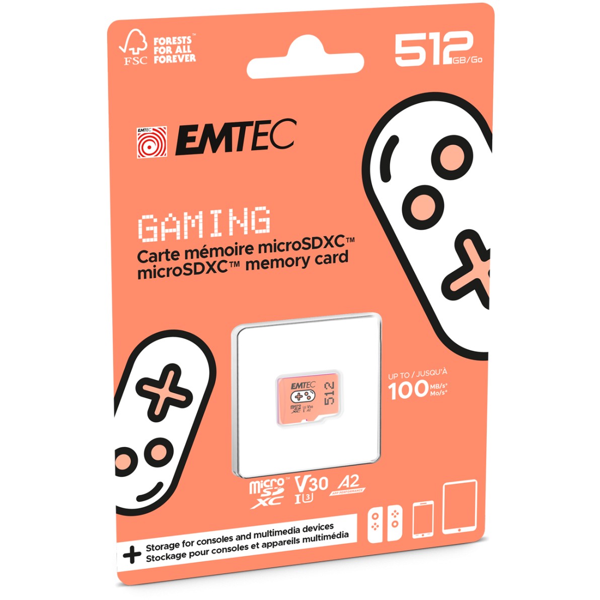 Emtec mSD 512GB UHS I U3 V30 A2 Gaming Orange