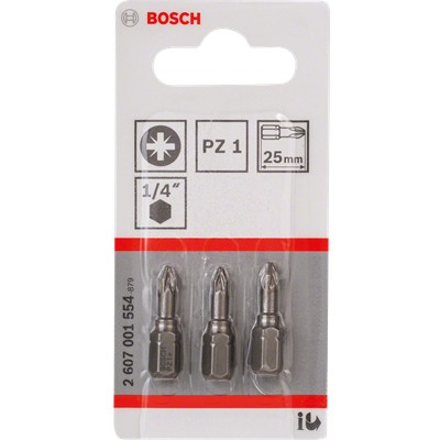 Bosch Schrauberbit Extra-Hart PZ2 3 Stück, 25mm 2607001558