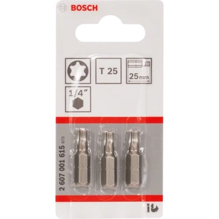 Bosch Schrauberbit Extra-Hart T25 3 Stück, 25mm 2607001615