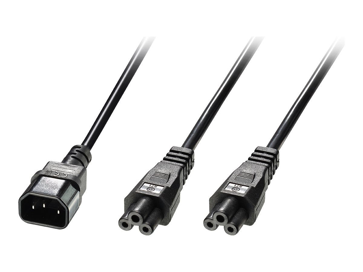 LINDY IEC-Y-Netzkabel C14 auf 2x C5 2.5m