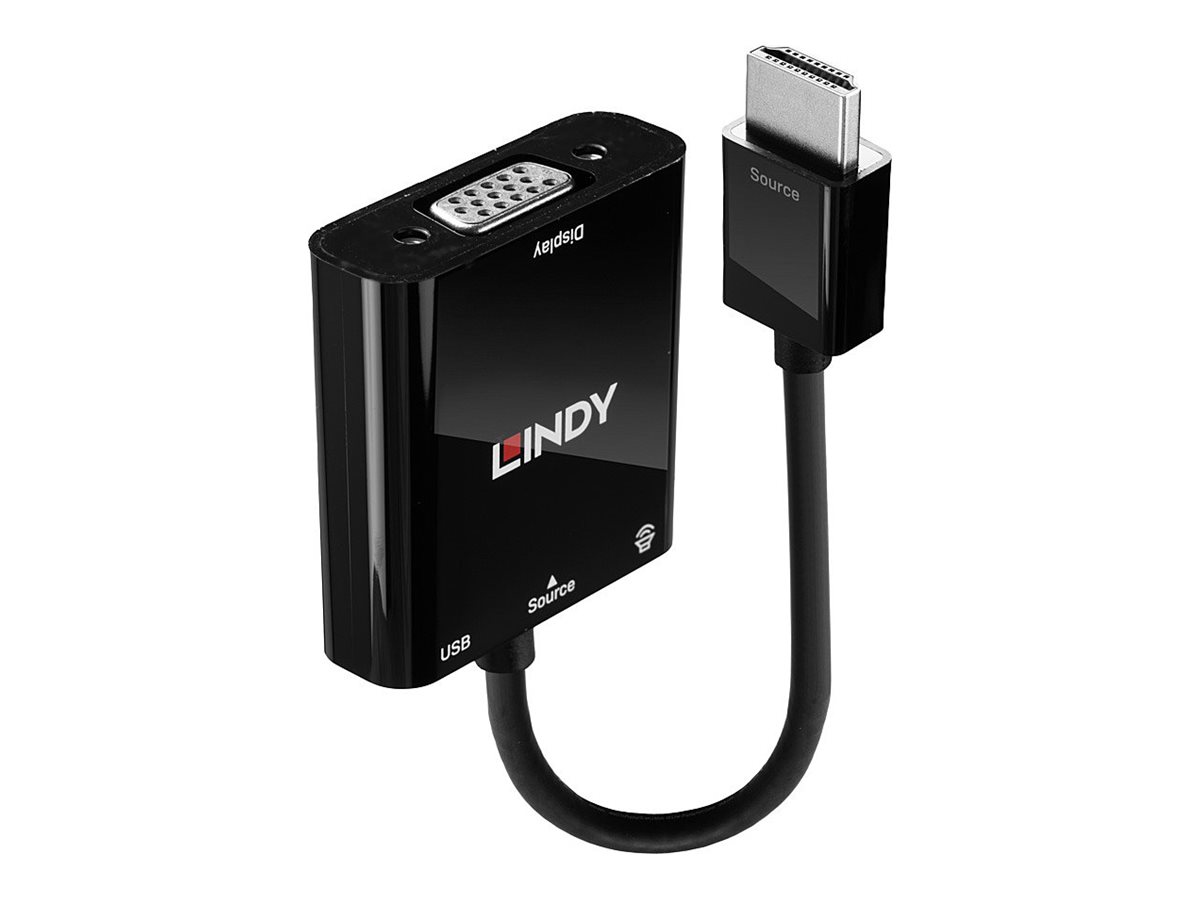 Lindy 38285 Videokabel-Adapter 0,1 m HDMI Typ A (Standard) VGA (D-Sub) Schwarz
