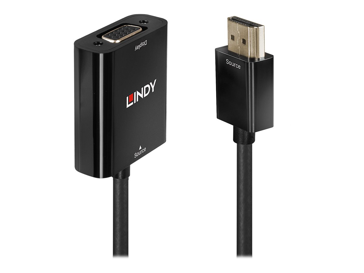 Lindy 38291 Videokabel-Adapter 0,1 m HDMI Typ A (Standard) VGA (D-Sub) Schwarz