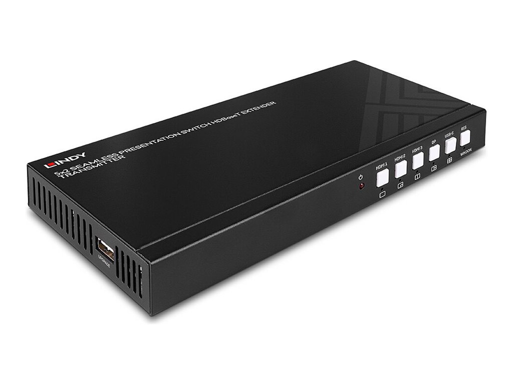 LINDY Extender Transmitter mit HDMI,DP,Typ-C Inputs HDBaseT