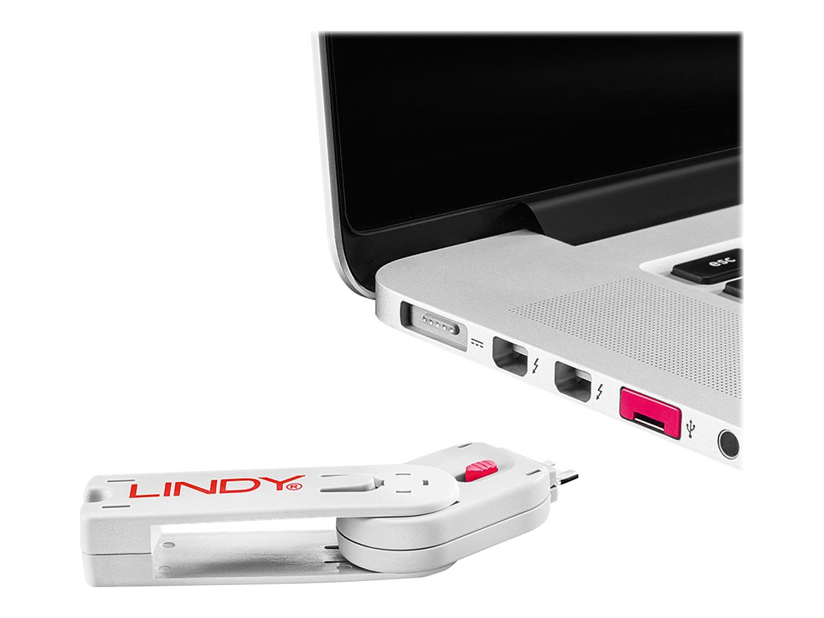 LINDY USB Typ A Portschlösser 4xPink mit Schlüssel