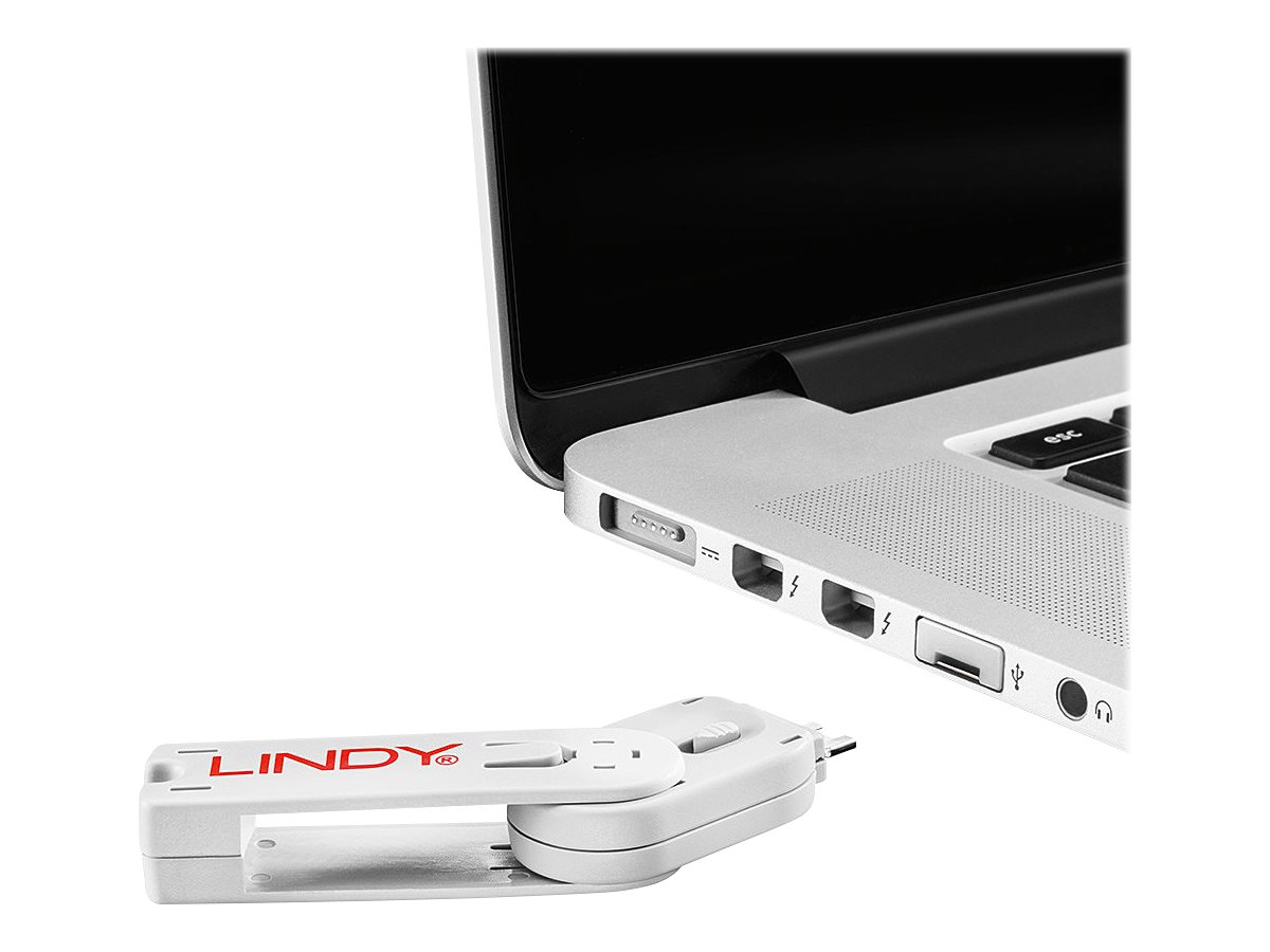 LINDY USB Typ A Portschlösser 4xWeiss mit Schlüssel