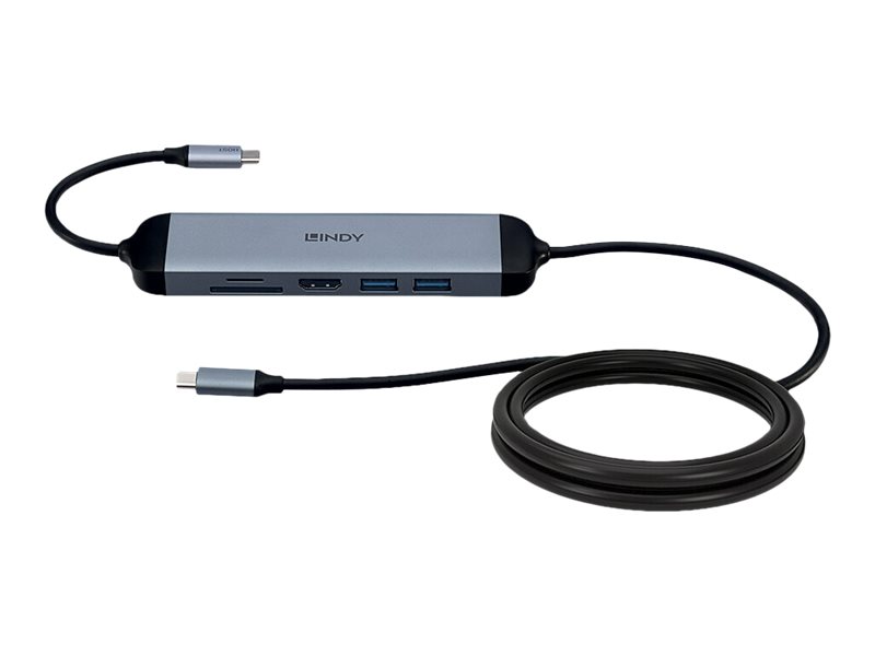 Lindy 43326 laptop-dockingstation & portreplikator Kabelgebunden USB 3.2 Gen 1 (3.1 Gen 1) Type-C Schwarz, Grau