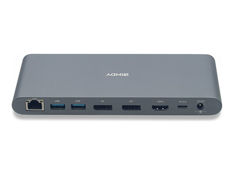 Lindy 43349 laptop-dockingstation & portreplikator Kabelgebunden USB 3.2 Gen 1 (3.1 Gen 1) Type-C Silber