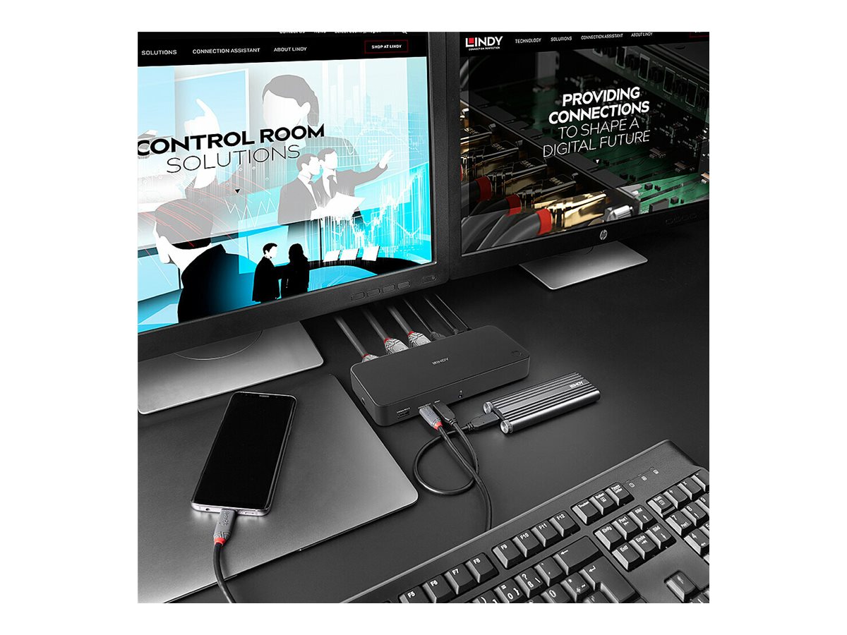 Lindy 43366 laptop-dockingstation & portreplikator Andocken USB 3.2 Gen 2 (3.1 Gen 2) Type-C Schwarz