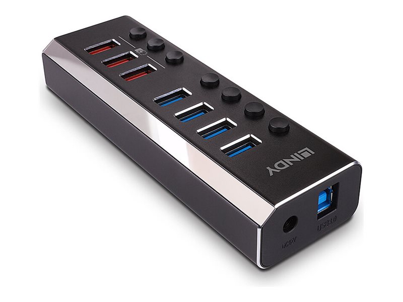 LINDY 4 Port USB 3.0 Hub mit 3 Schnellladeports