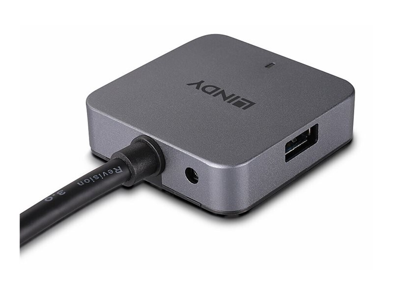 Lindy 43388 Schnittstellen-Hub USB 3.2 Gen 1 (3.1 Gen 1) Type-A 5000 Mbit/s Schwarz, Grau