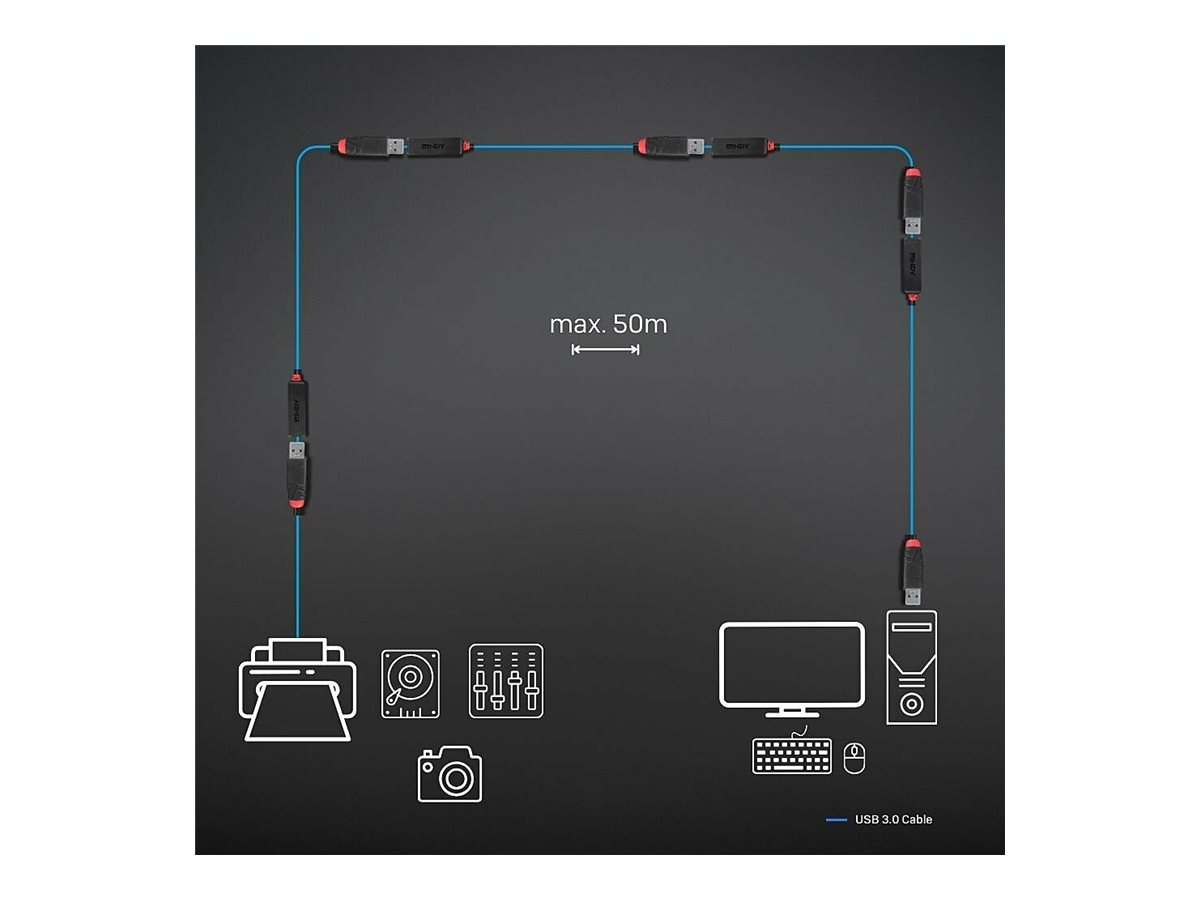 LINDY 10m USB 3.0 Aktivverlängerung Slim