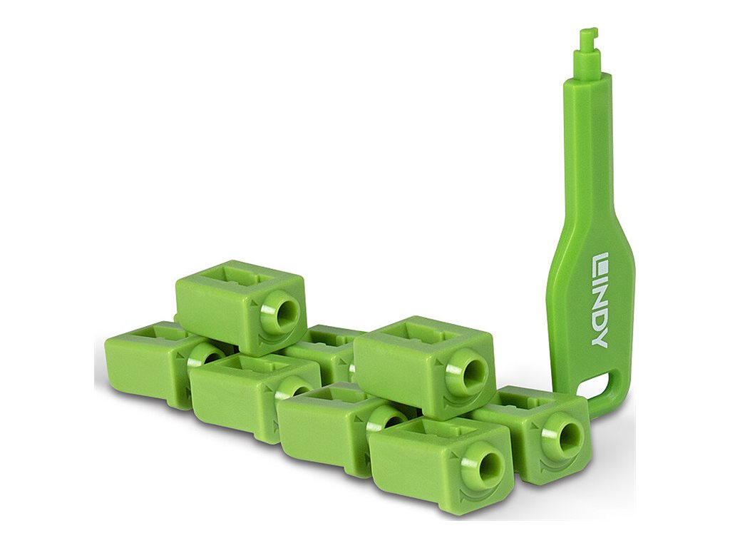 LINDY SFP Port Schlösser grün, 10 Stck + 1 Schlüssel