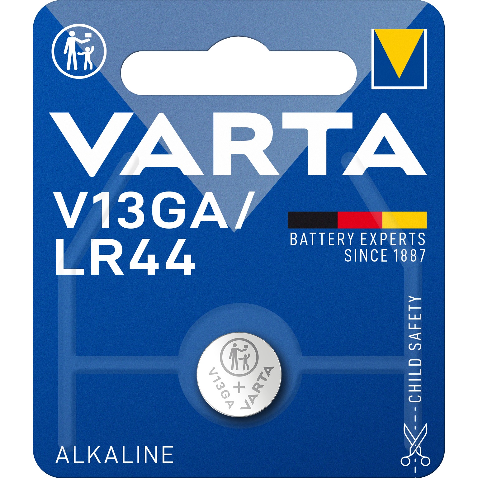 VARTA Alkaline Knopfzelle LR44, V13GA 1,5V, 138mAh