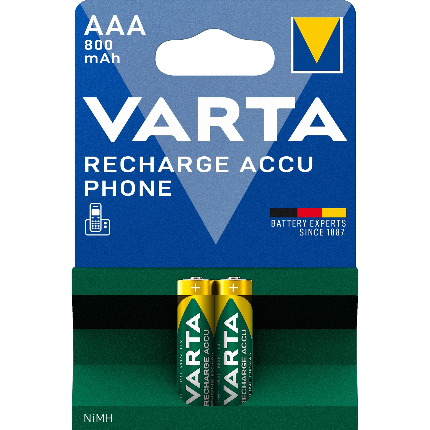 Varta Akku RECHARGE Phone    AAA HR03  800mAh           2St.