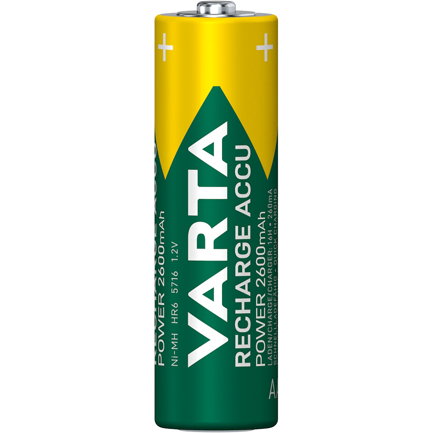 VARTA NiMH Akku Mignon, AA, HR06, 4er, 1,2V, 2600mAh, vorgeladen, sofort einsatzbereit