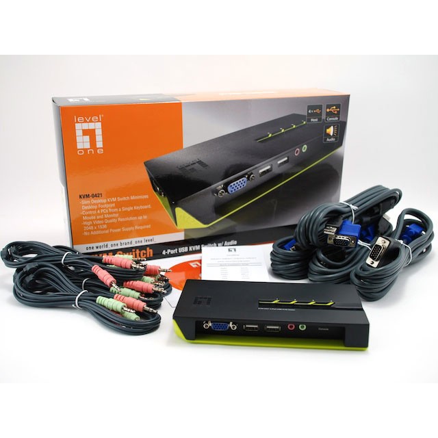 LevelOne 4-Port USB KVM Switch mit Audio