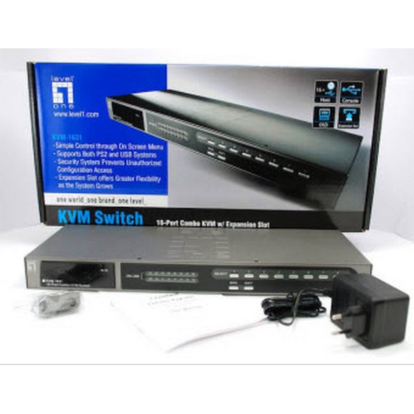 LevelOne KVM Switch  2xUSB-A/16xUSB-B/16xPS/2/16xVGA schwarz