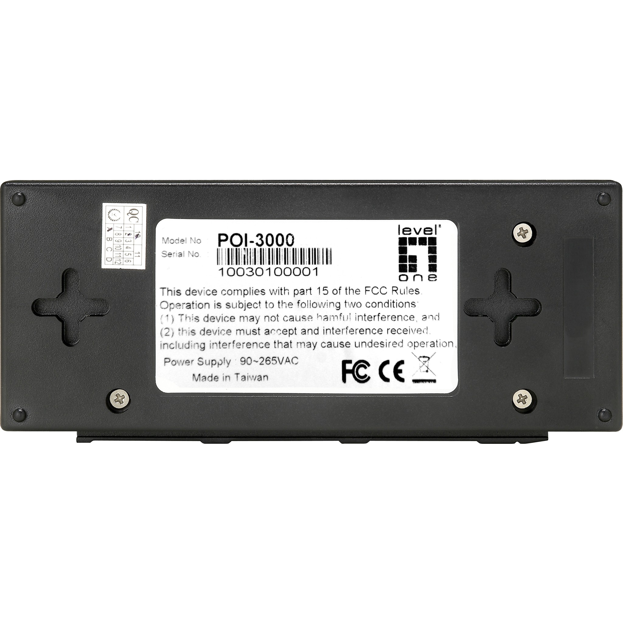 LevelOne PoE-Injektor GB 2x   1Gbps PSE   30W/6KV    schwarz