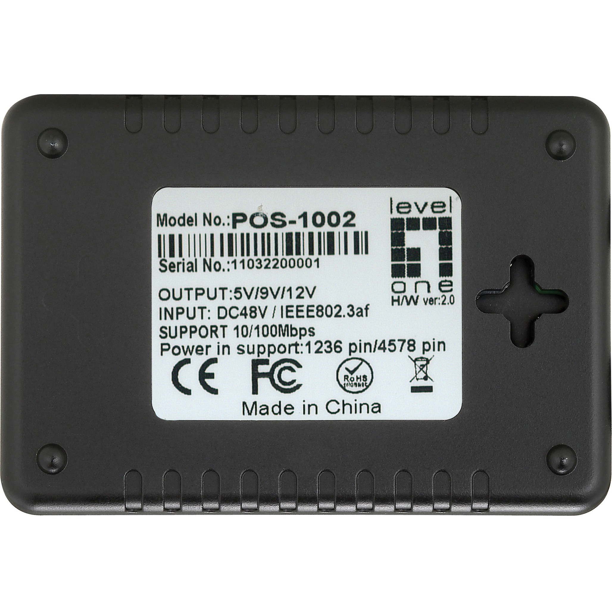 LevelOne PoE Fast-Ethernet Splitter RJ45 100Mbps <3W schwarz