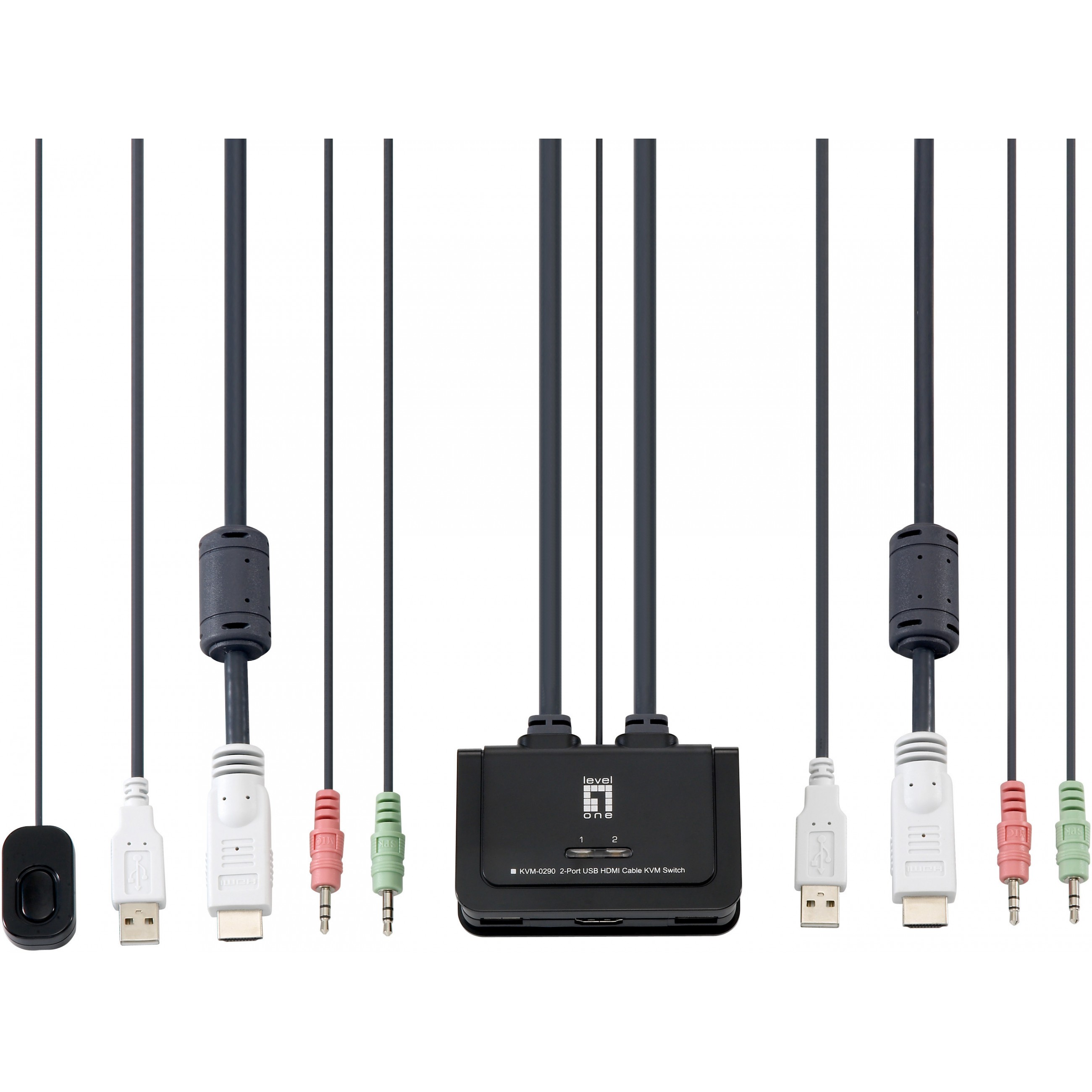 LevelOne 2-Port-Kabel-KVM-Switch, HDMI, USB