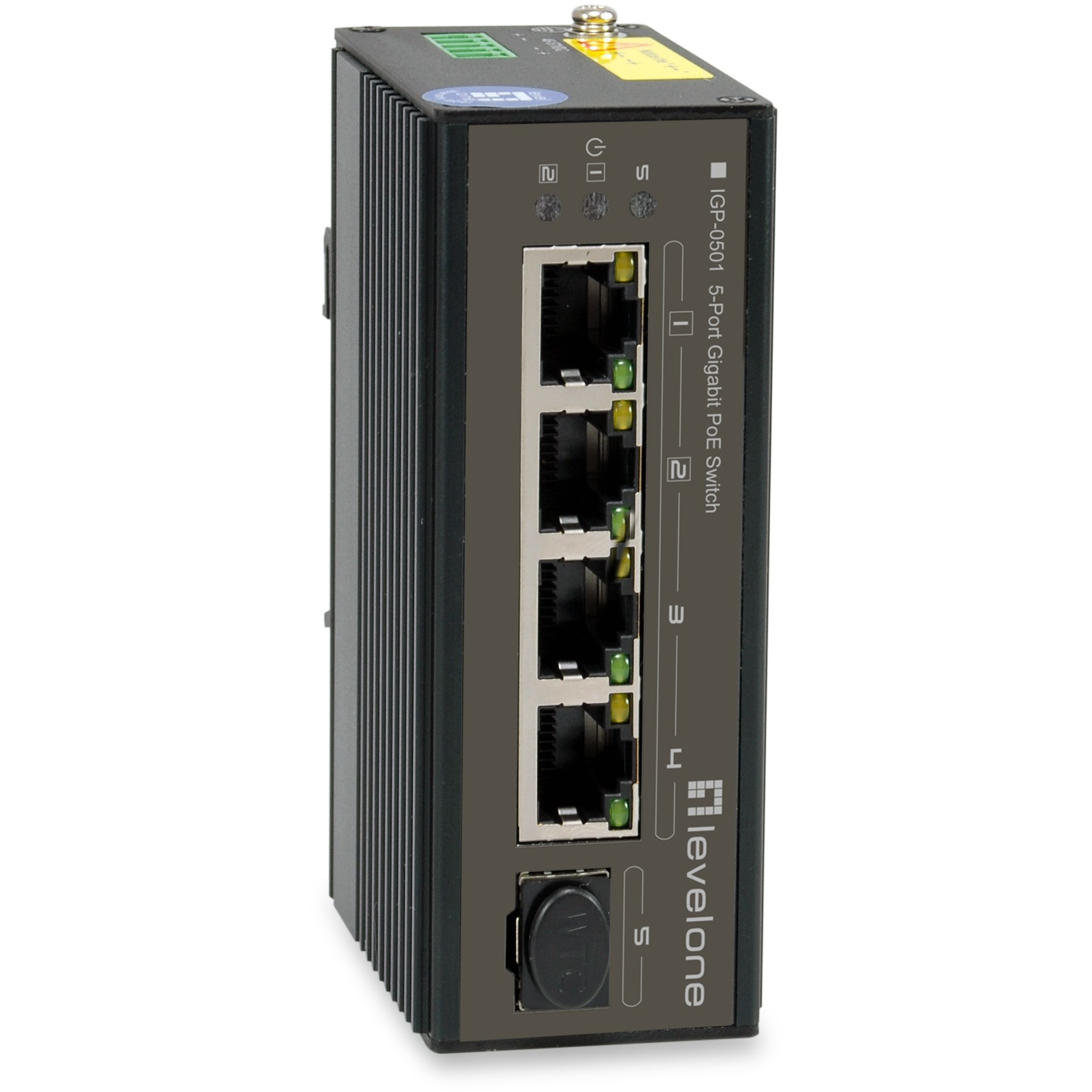 LevelOne 5-Port Gigabit Industrial Switch, DIN-Schiene, -30°C to 65°C