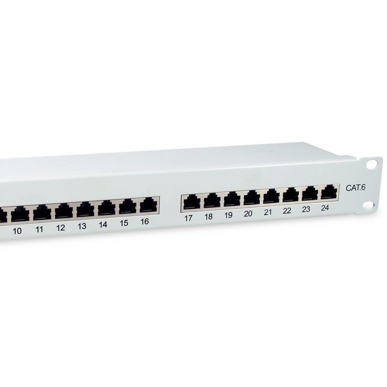 Equip 24-Ports Cat.6 Geschirmtes Patch Panel, Hellgrau