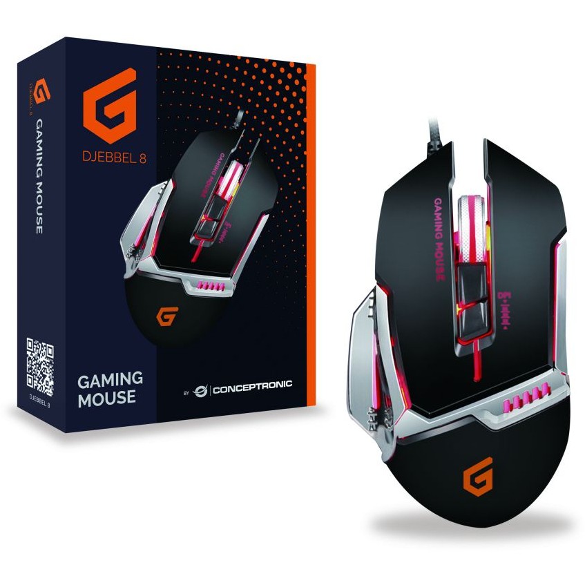 Conceptronic DJEBBEL 8 Maus Gaming USB Typ-A Optisch 4000 DPI