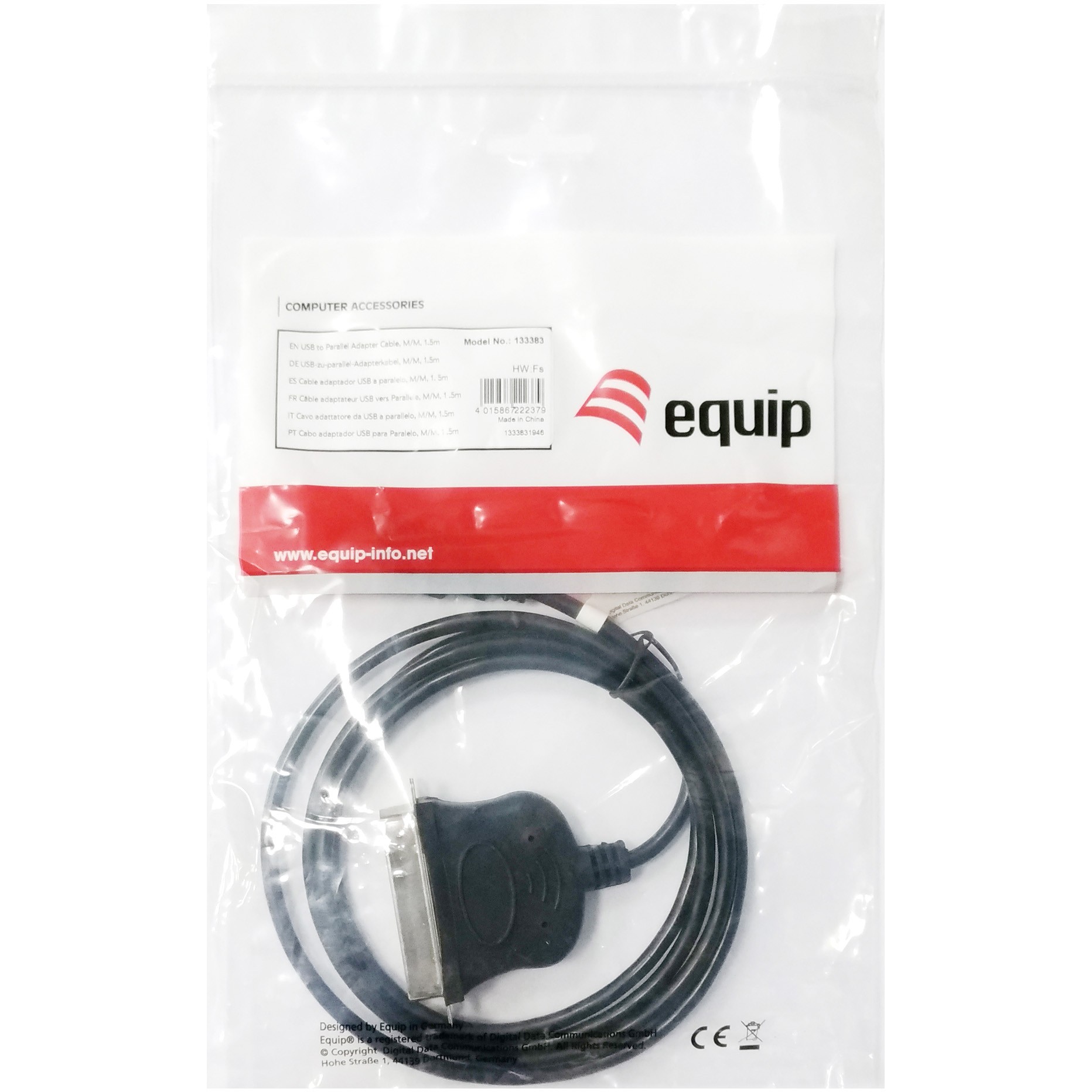 Equip USB auf Parallel adapter kable, schwarz