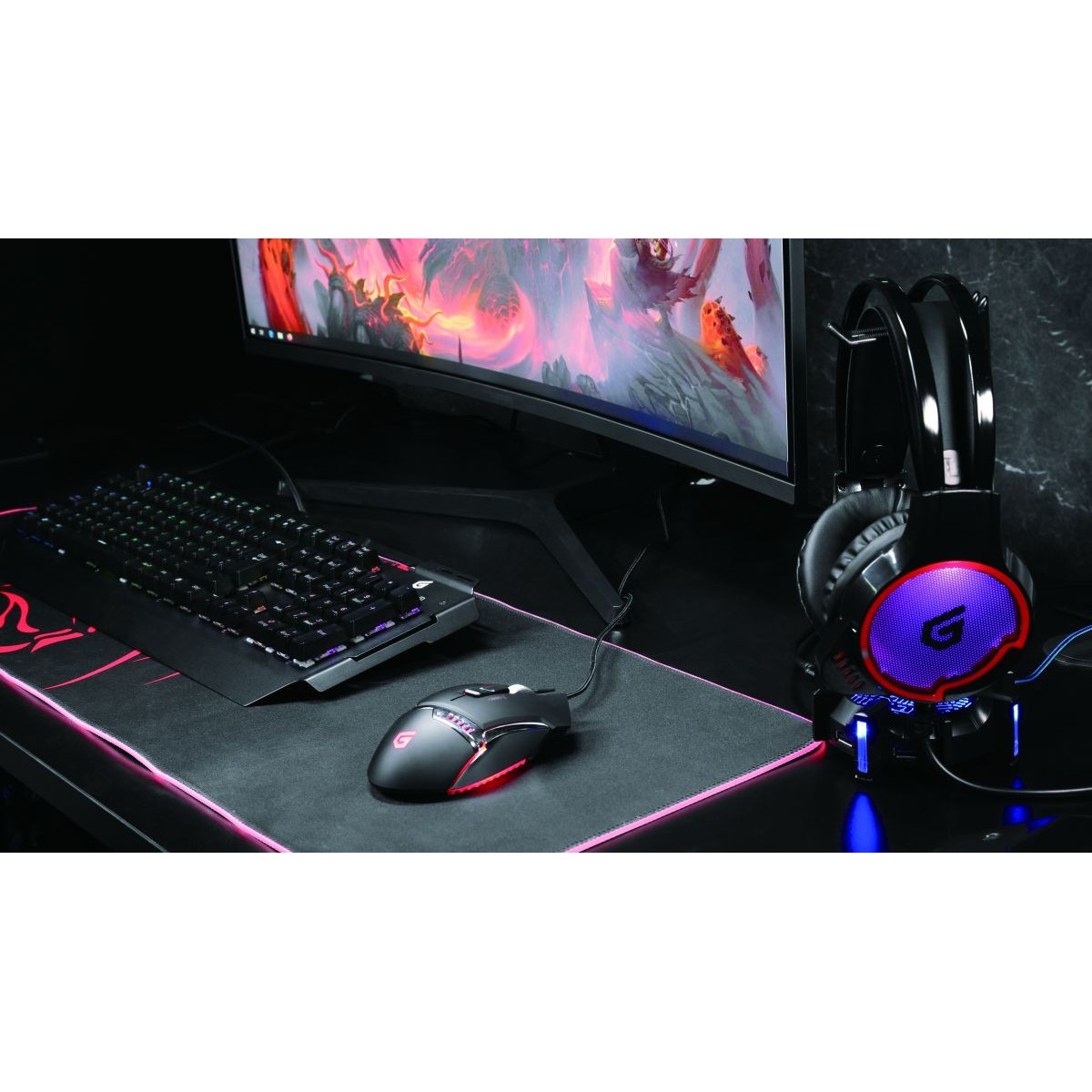 Conceptronic ATHAN U1 Kopfhörer Kabelgebunden Kopfband Gaming USB Typ-A Schwarz