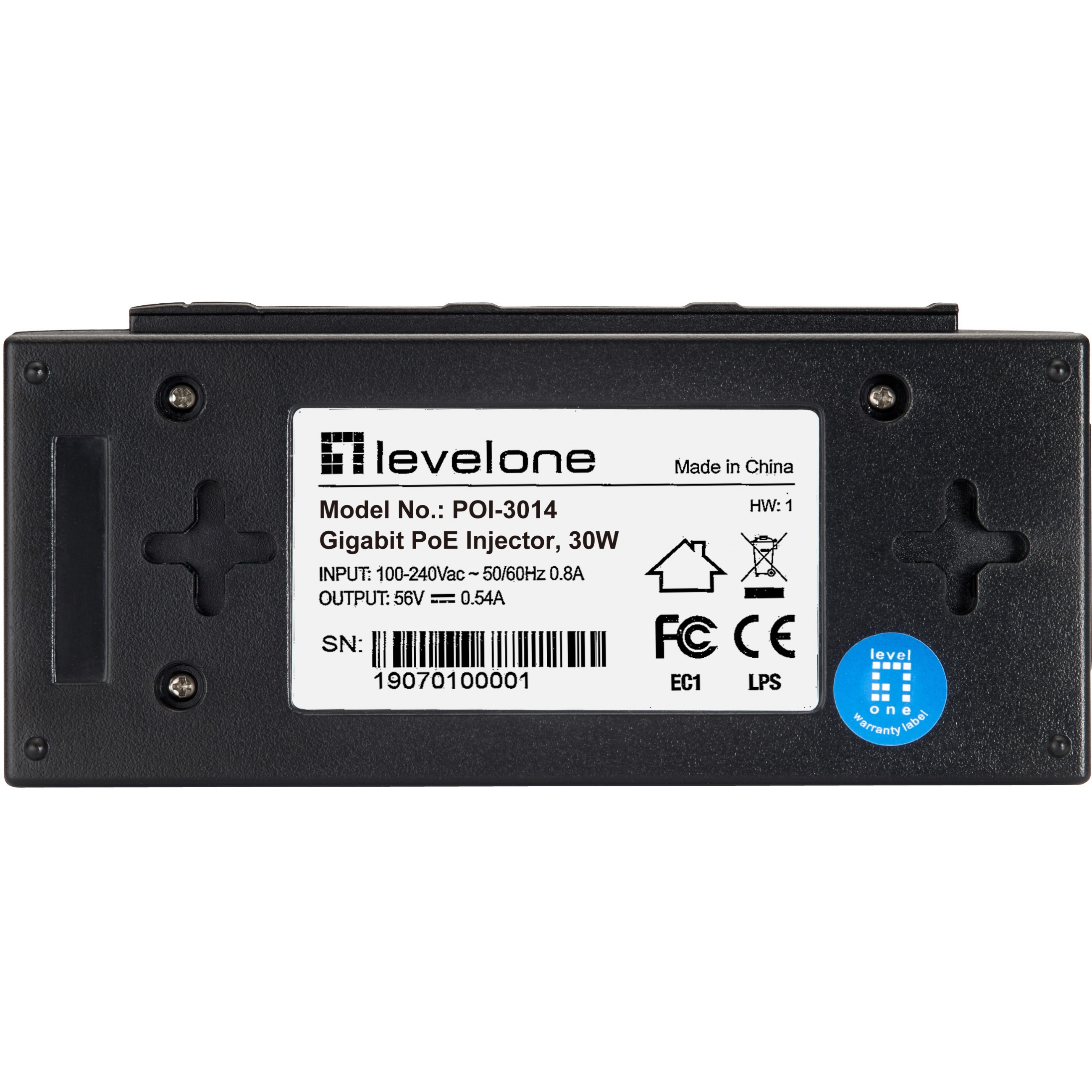 LevelOne POI-3014 PoE-Adapter Schnelles Ethernet, Gigabit Ethernet 52 V
