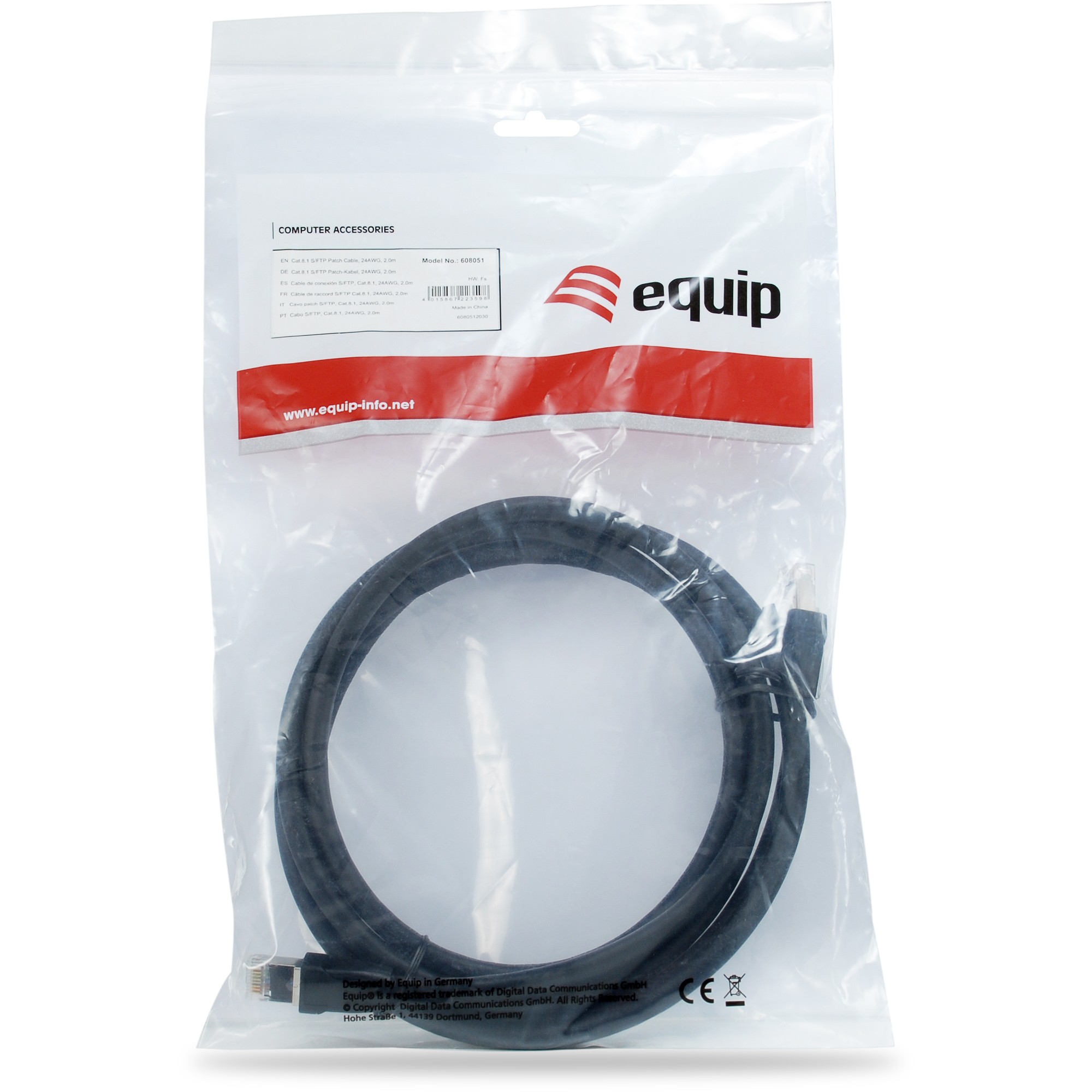 Equip Cat 8.1 S/FTP Patchkabel, 0.5m, Schwarz