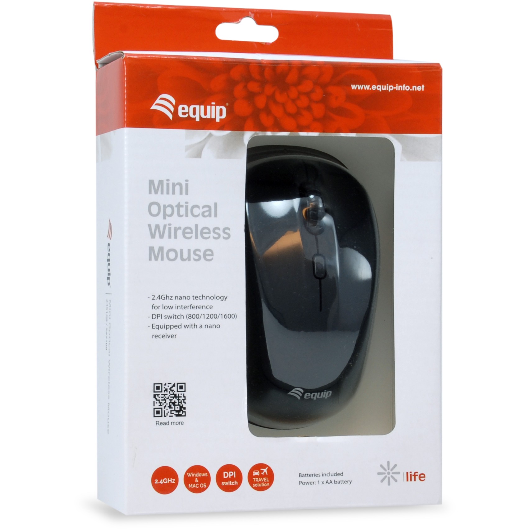 Equip Reisemaus   Wireless USB-A           L+R       schwarz
