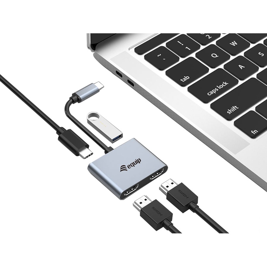 Equip Dock  4-1 USB-C->2xHDMI,USB-A,100W USB-C         0.15m