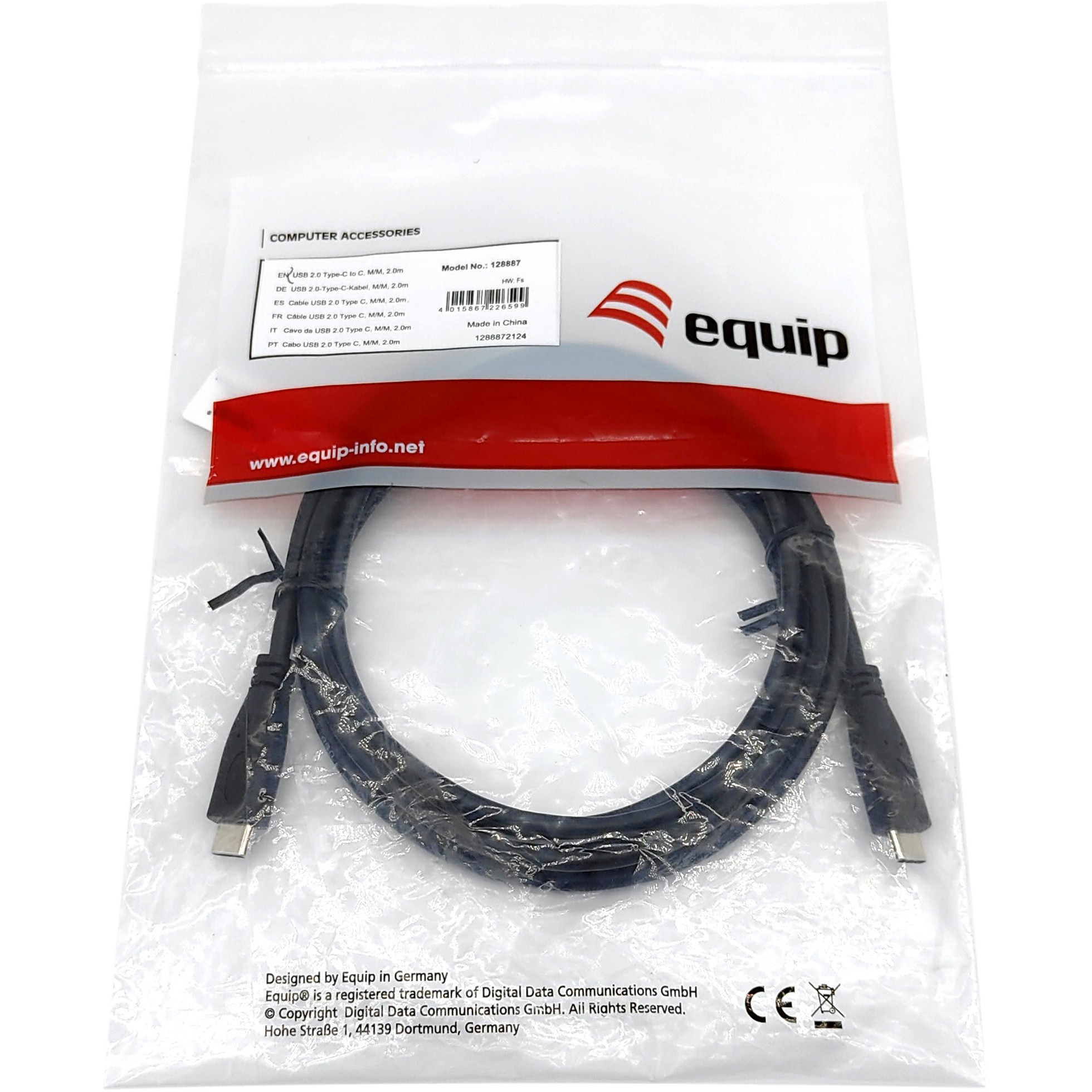 Equip USB 2.0 Typ C Kabel, M/M, 3.0 m