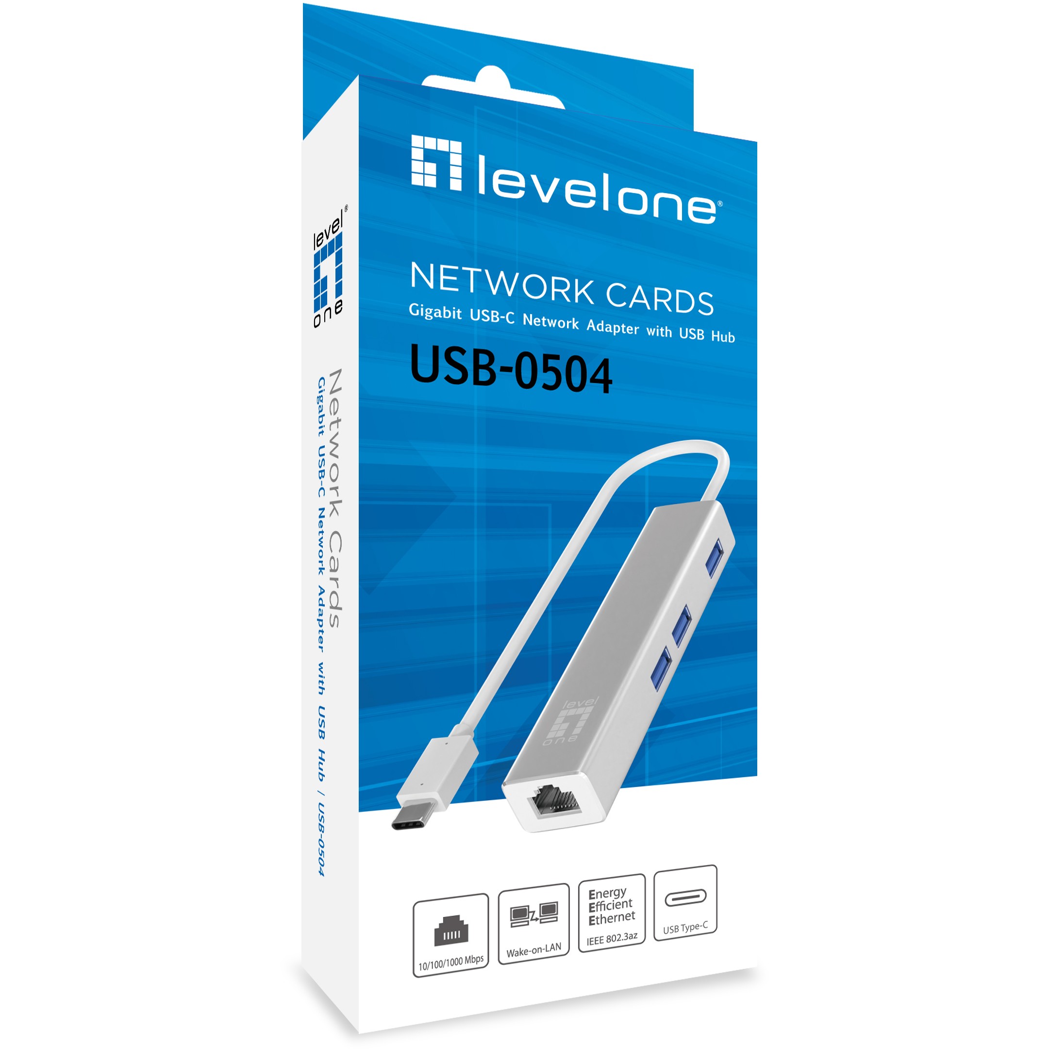 LevelOne Adapter GigaBit    USB-C3.0->RJ45/3xUSB-A3.0  1Gbps