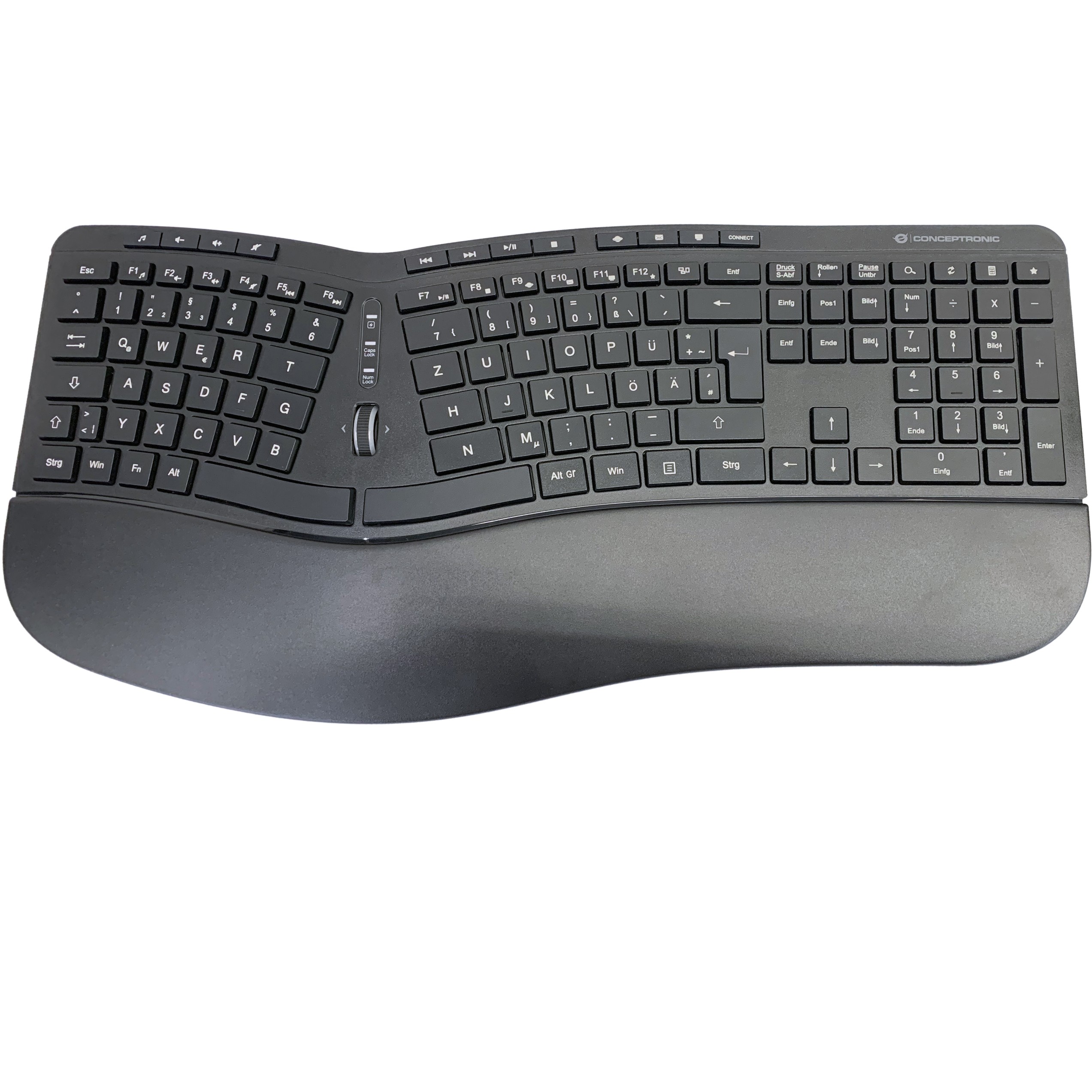 Conceptronic ORAZIO ERGO Kabelloses Set aus ergonomischer Tastatur und vertikaler Maus, deutsch