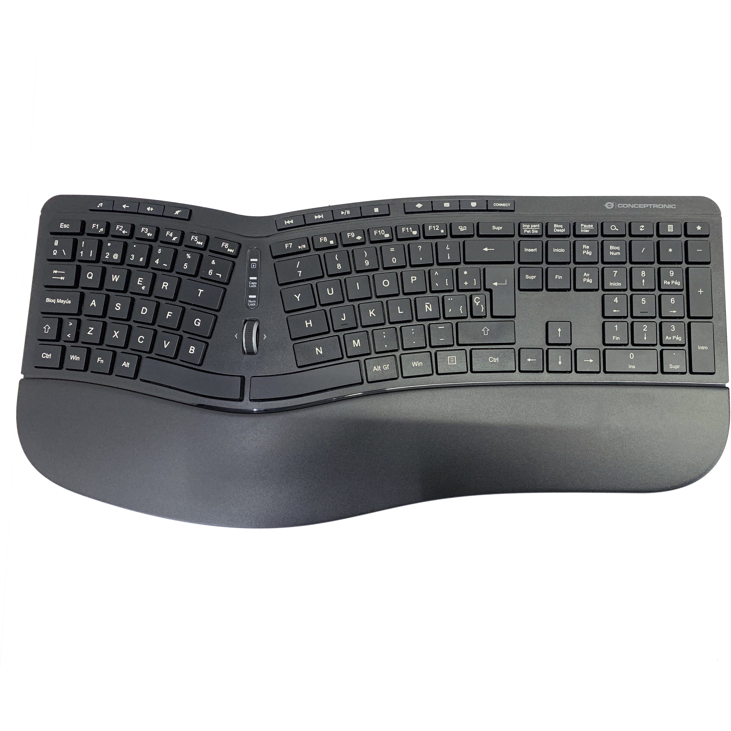 Conceptronic ORAZIO ERGO Kabelloses Set aus ergonomischer Tastatur und vertikaler Maus, spanisch