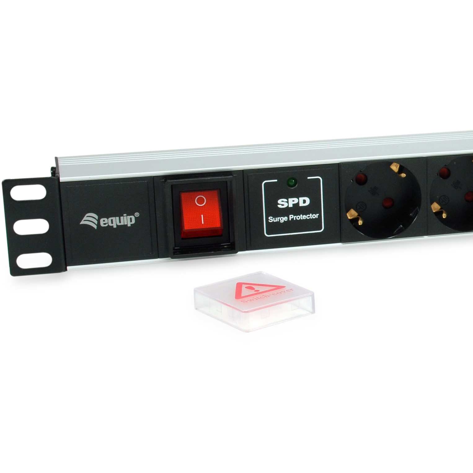 Equip 19 Steckdosenleiste CEE7/7 90°->7xSchuko+Switch  Alu.