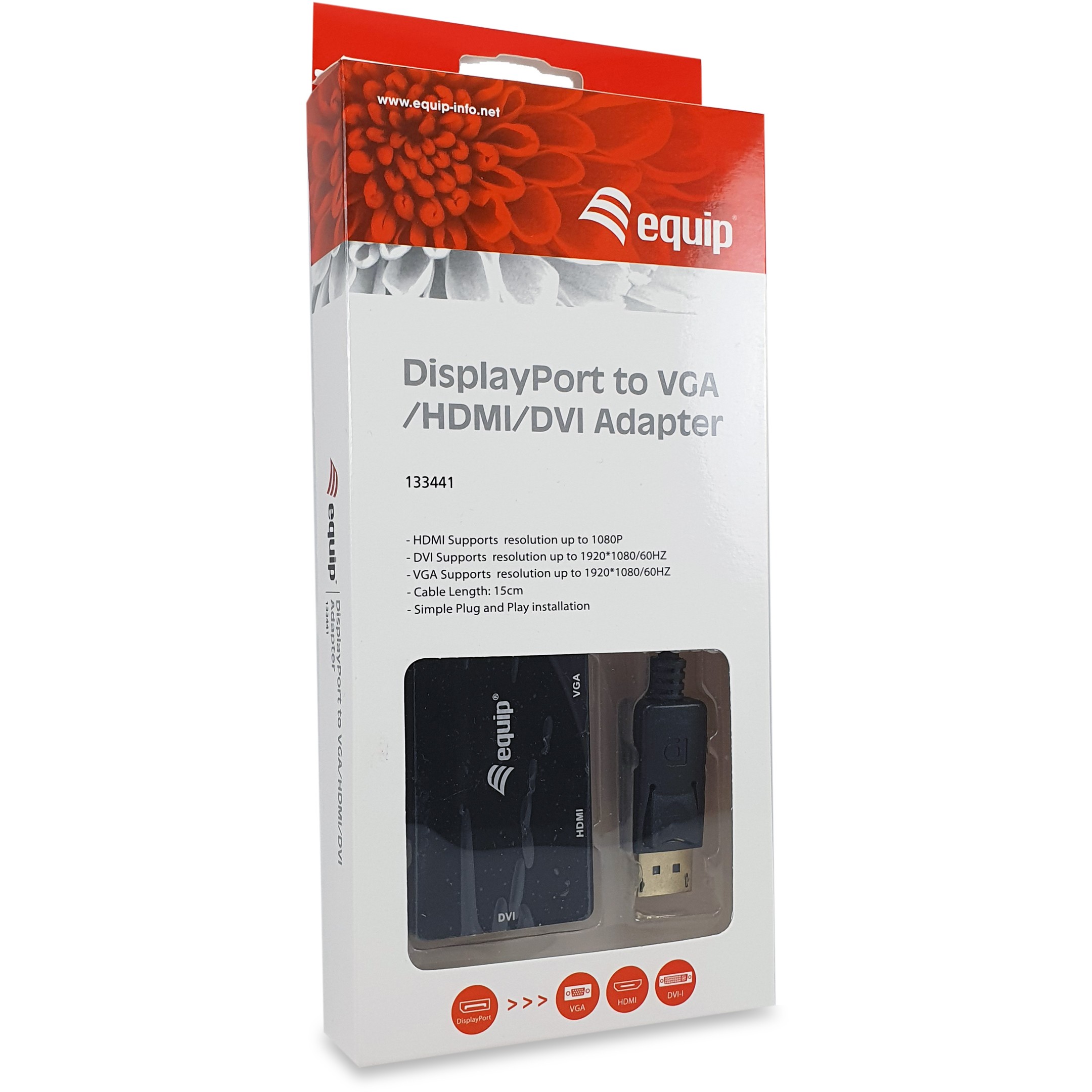 Equip DisplayPort-zu-VGA- / -HDMI- / -DVI-Adapter