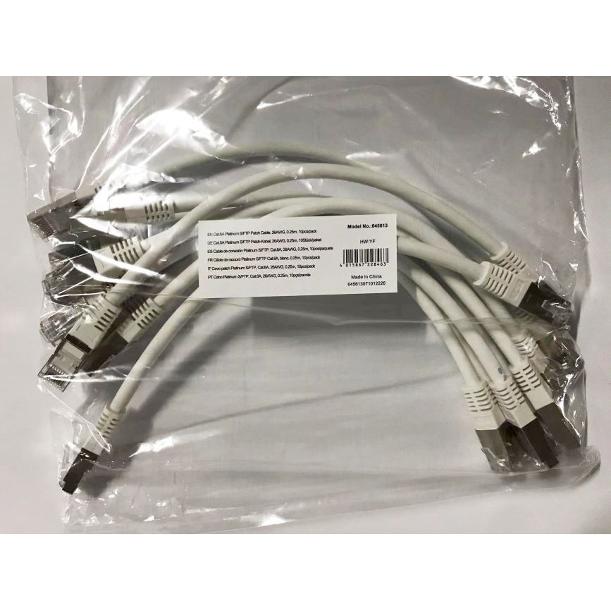 Equip Cat.6A Platinum S/FTP Patchkabel, Weiss, 0.25m, 10pcs/set