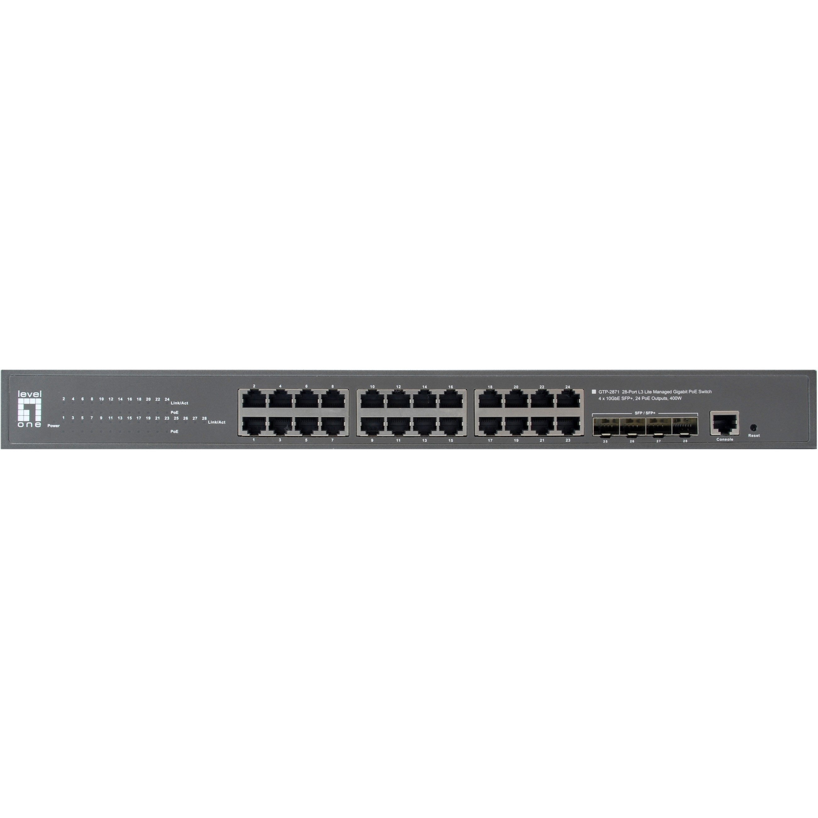 LevelOne GTP-2871 Netzwerk-Switch Managed L3 Gigabit Ethernet (10/100/1000) Power over Ethernet (PoE) Grau