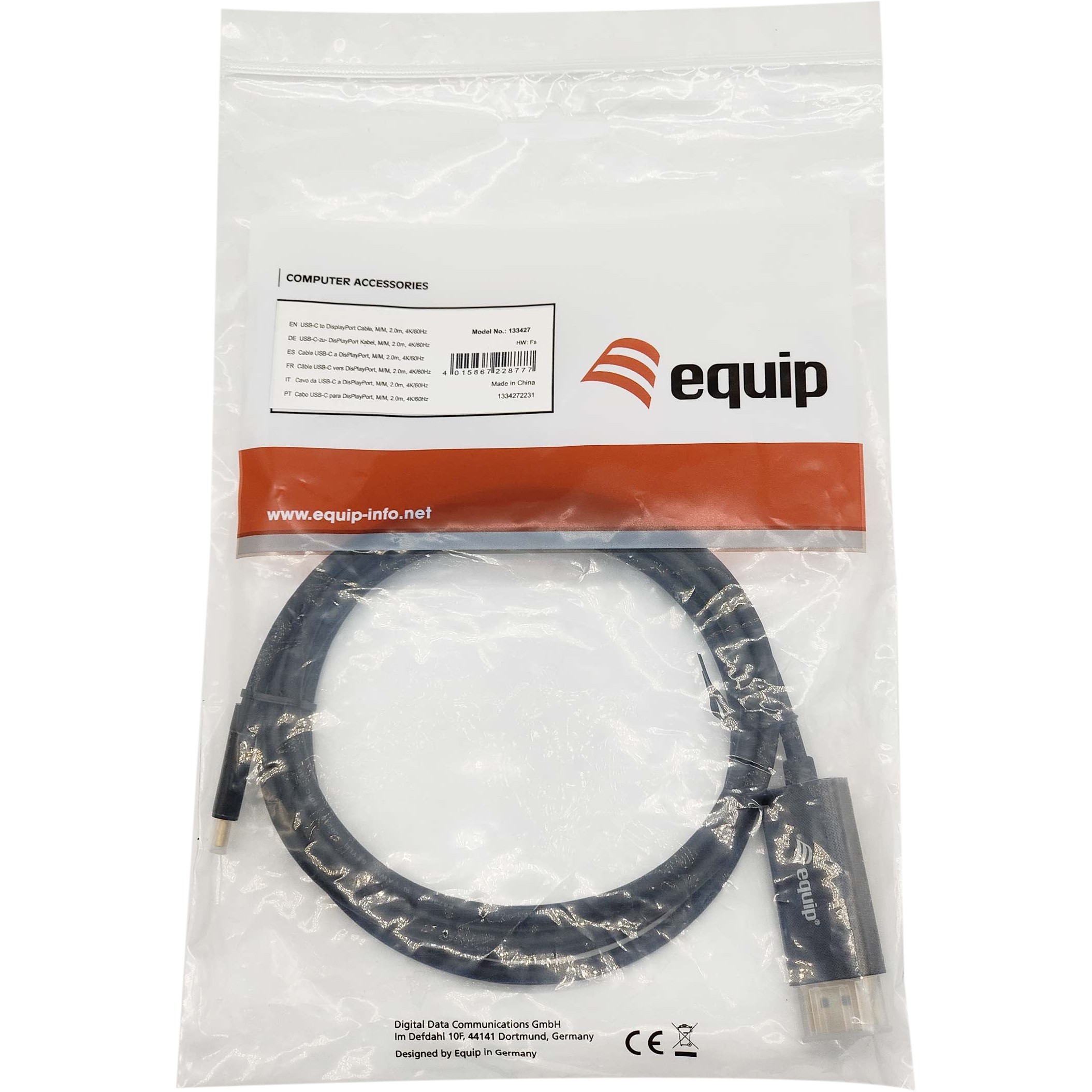 Equip USB-C-zu-DisplayPort-Premium-Kabel, M/M, 2.0 m, 4K/60 Hz