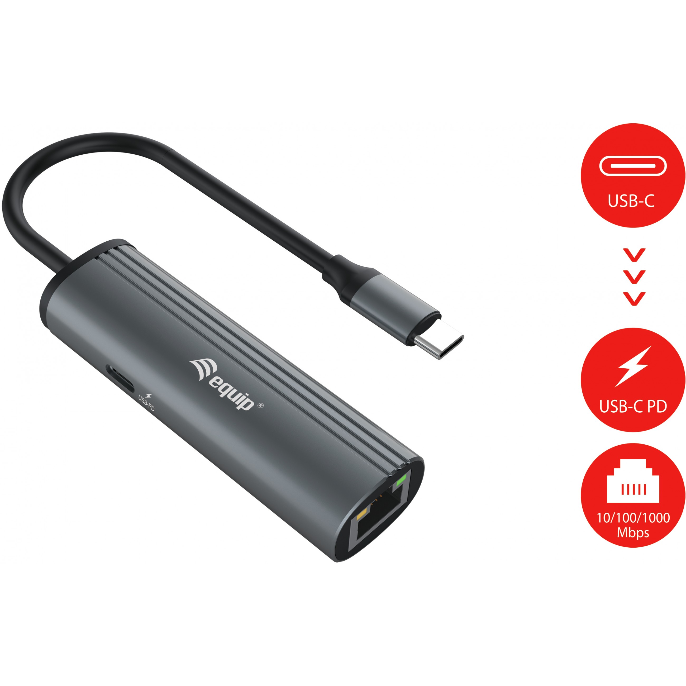 Equip USB-C-auf-RJ45-Gigabit-Netzwerk + PD-Adapter