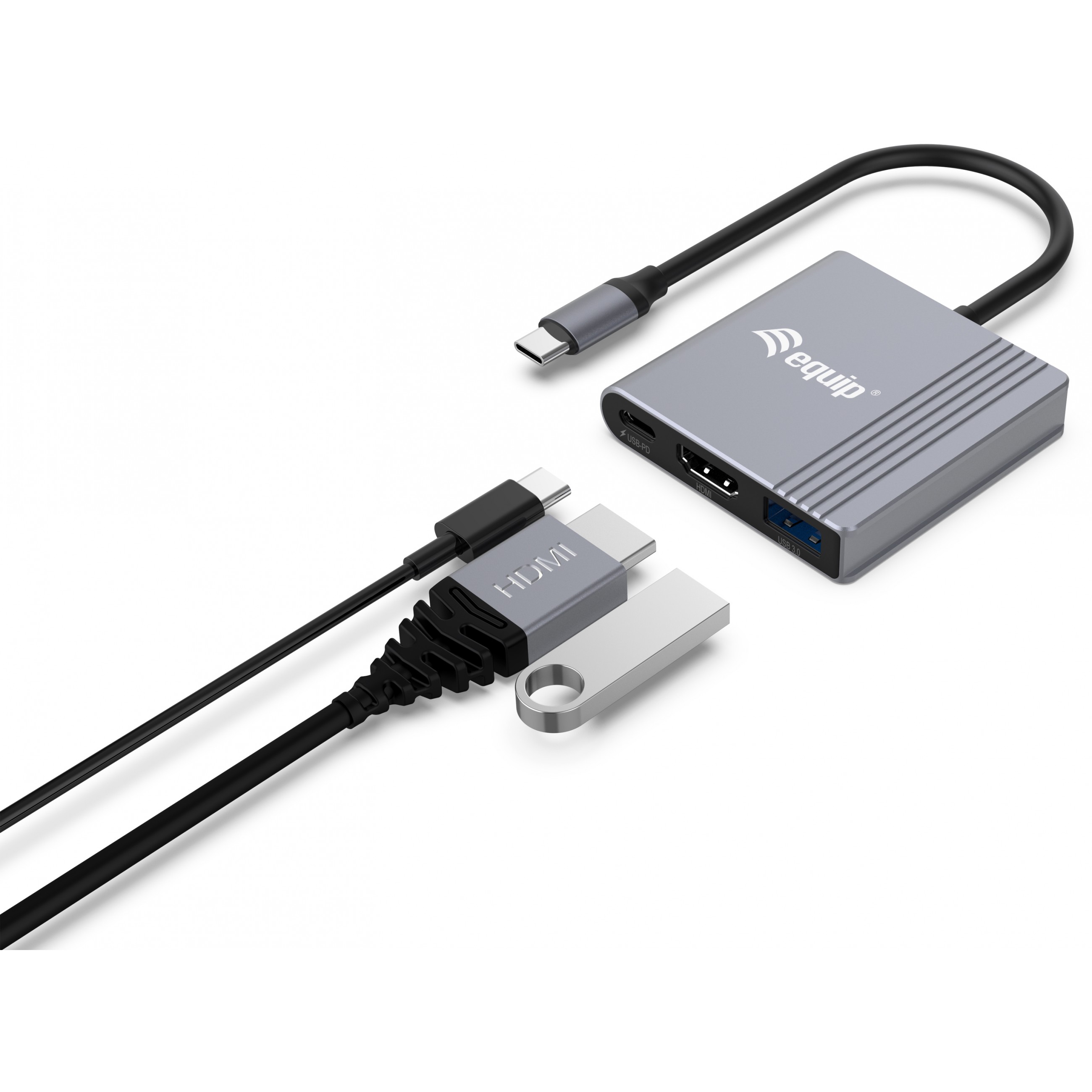 Equip 3-in-1-USB-C-zu-HDMI-/USB-A-/USB-PD-Adapter