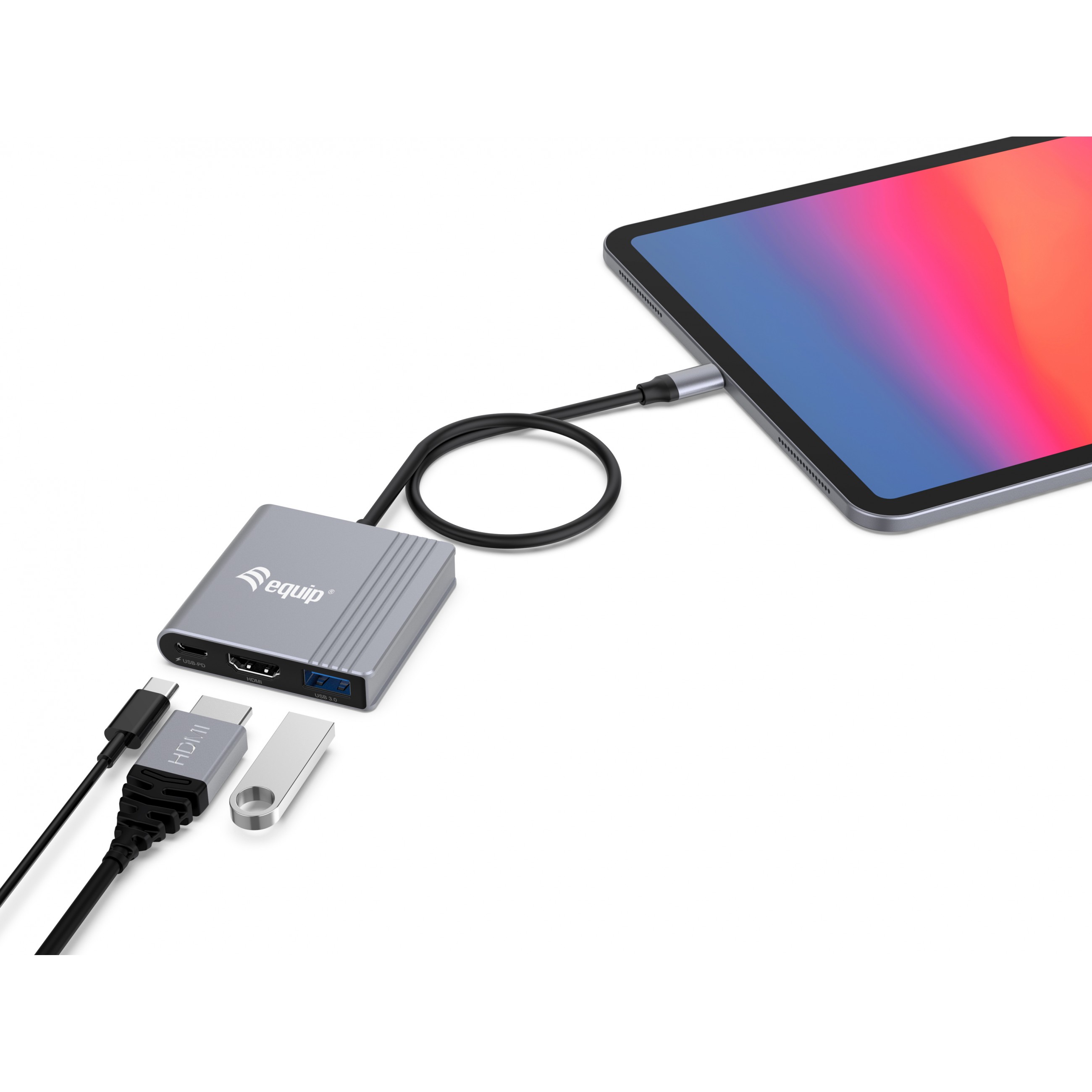 Equip 3-in-1-USB-C-zu-HDMI-/USB-A-/USB-PD-Adapter