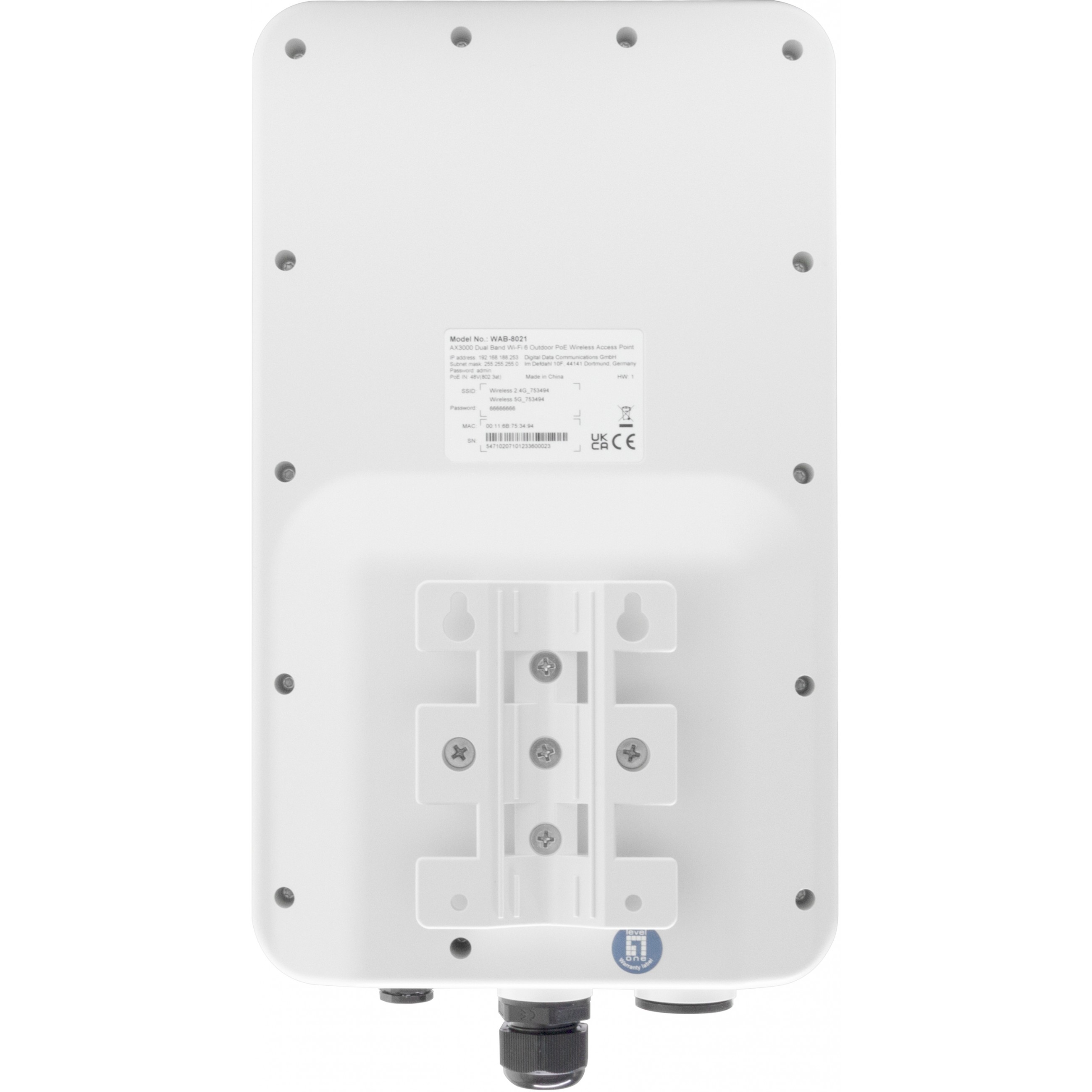 LevelOne WLAN AP AX3000 Outdoor/Dualband/Wifi 6/Omnidirekt.