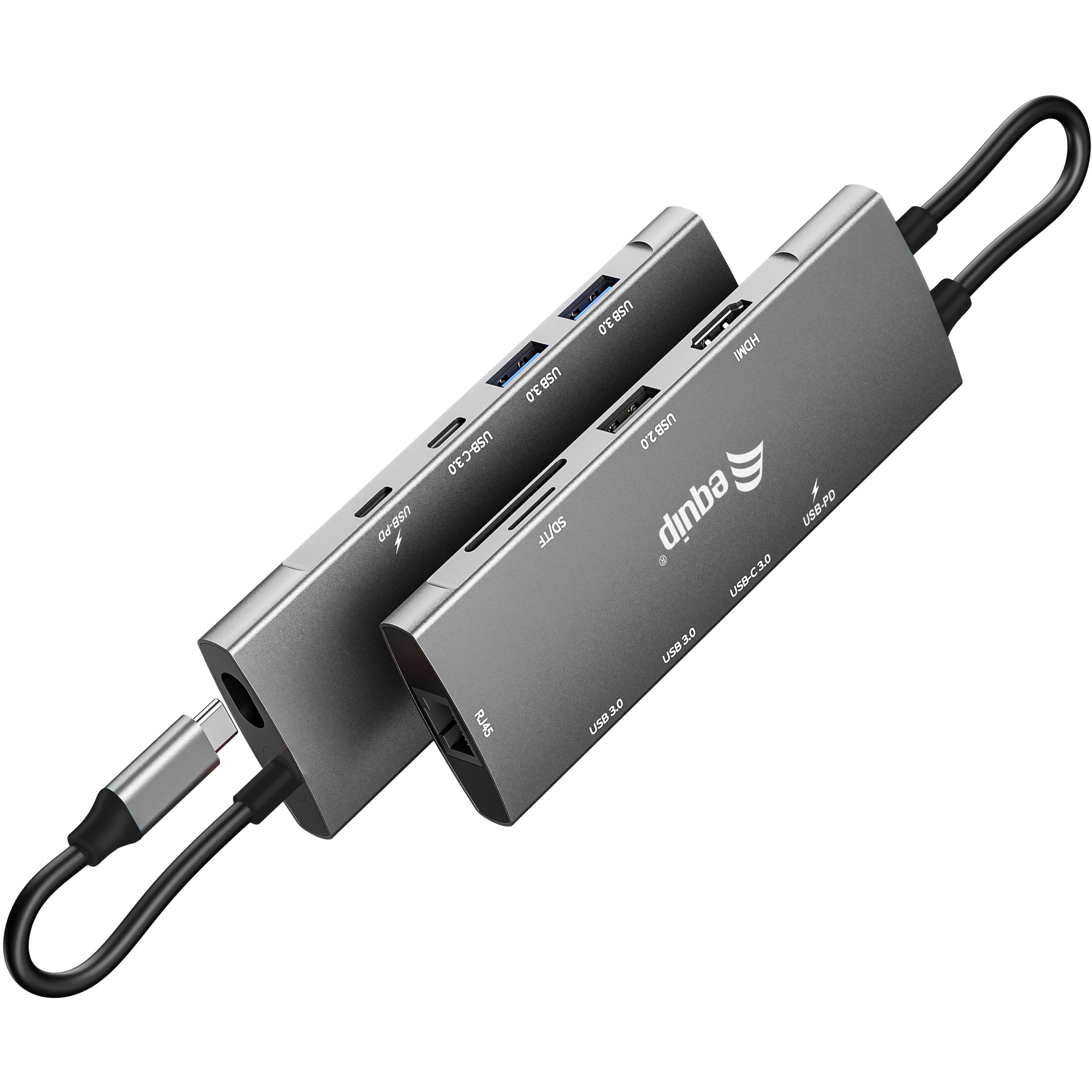 Equip USB-C 9-in-1-Multifunktionsadapter, HDMI 4K/60Hz, Gigabit LAN, USB 3.2 GEN1, SD/TF, 100W USB PD