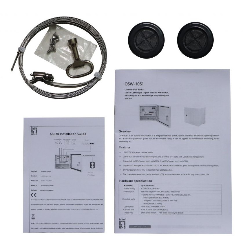 LevelOne PoE+Switch  8xGE PoE+/2xSFP+    115W