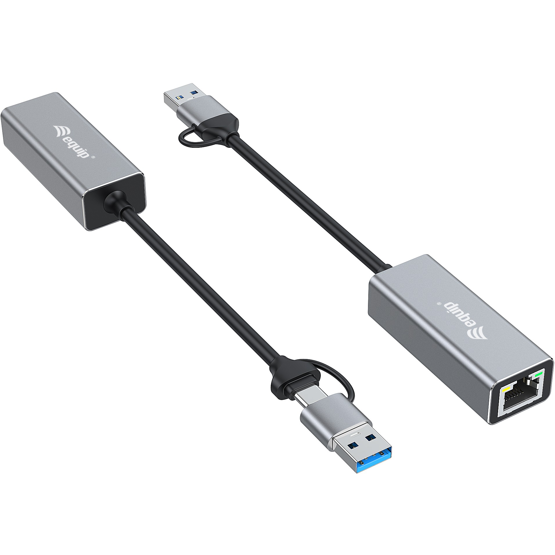 Equip USB-C auf 2,5 Gigabit Ethernet Netzwerk (USB-C+A) Adapter