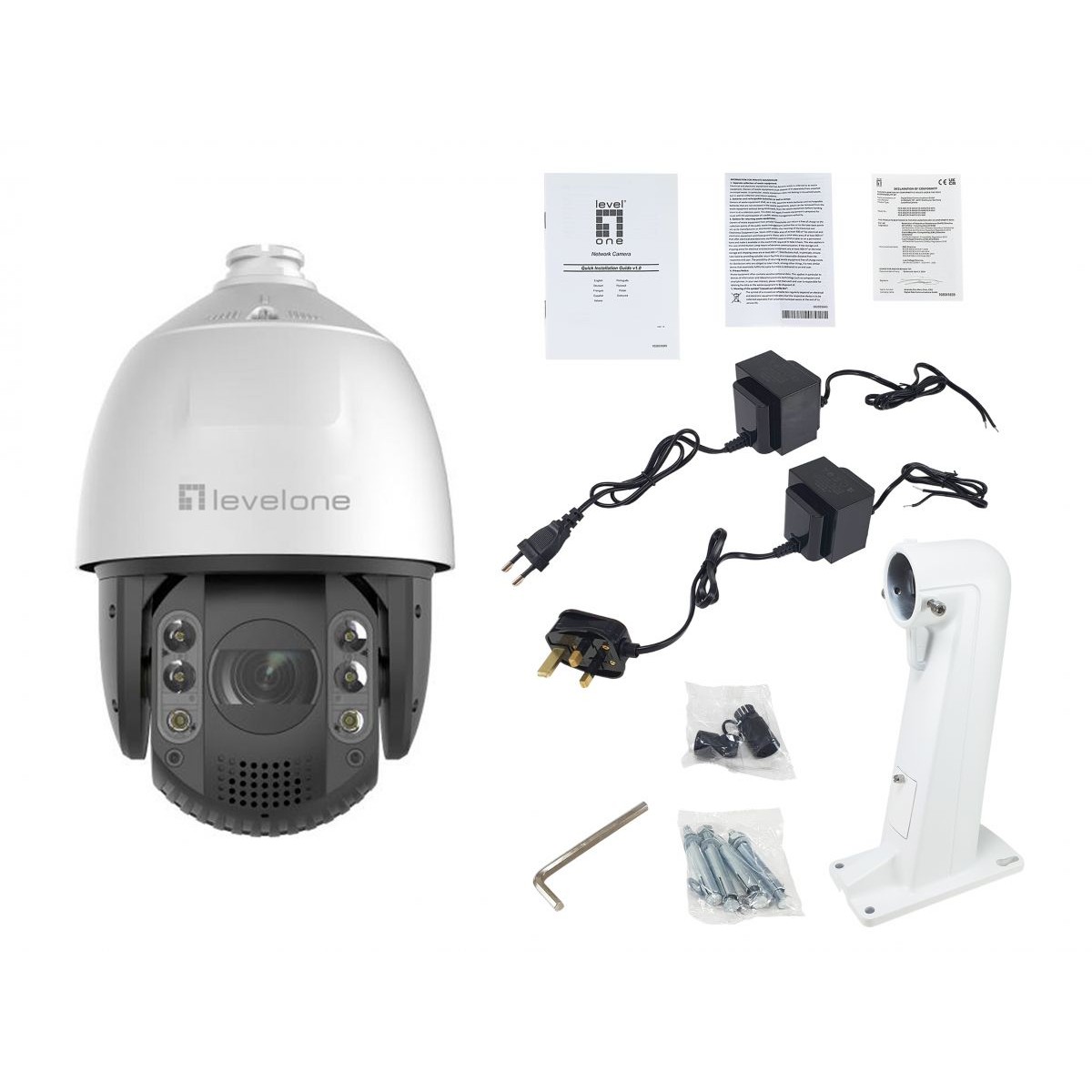 LevelOne IPCam32xZ PTZ   Dome Out 4MP/H.265/IR/ 20W/PoE/IP66